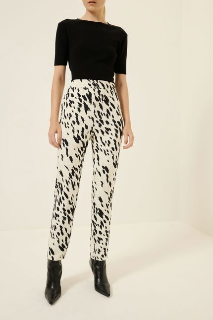 Calça recorte montaria off white