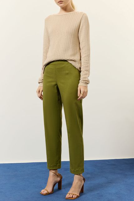 Calça reta alfaiataria verde indie