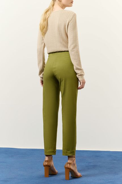Calça reta alfaiataria verde indie