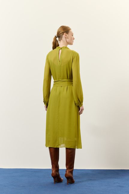 Vestido ggt gola torção verde aguapes
