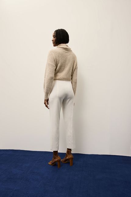 Calça malha linho bege natural