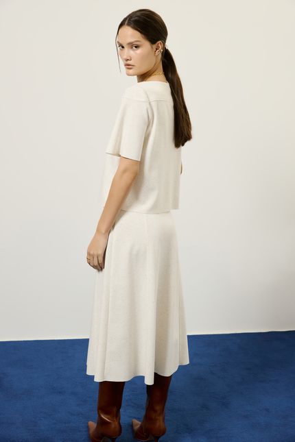 Blusa mc malha linho bege natural