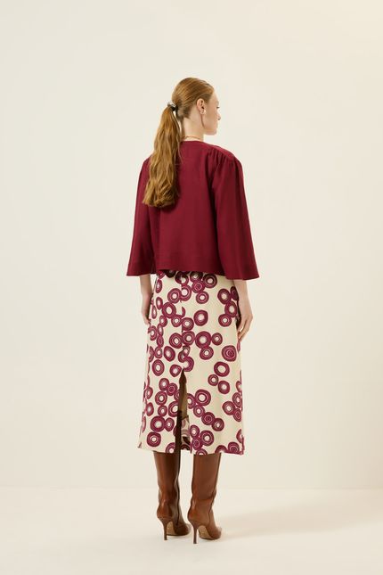 Blusa cambraia det ombro franzido vinho tango