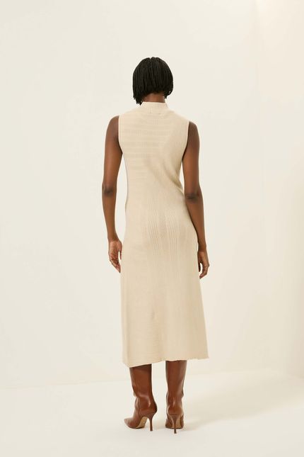 Vestido tricot mix pontos  bege opera