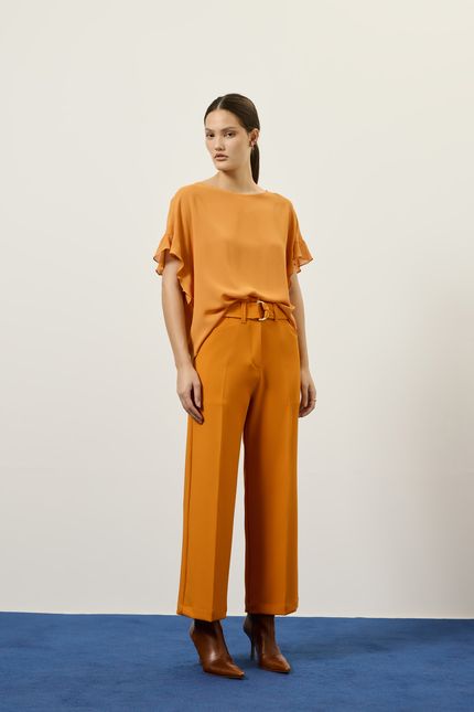 Blusa ggt manga babado  laranja folk