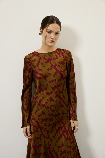 Vestido detalhe costas flautas verde indie