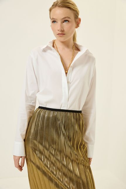 Camisa tricoline costas elástico branco