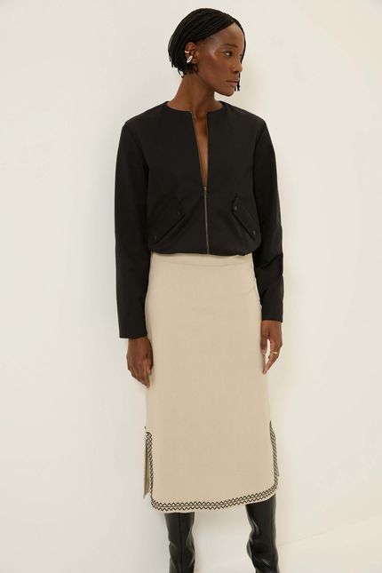 Saia linho bordado maria bonita bege opera