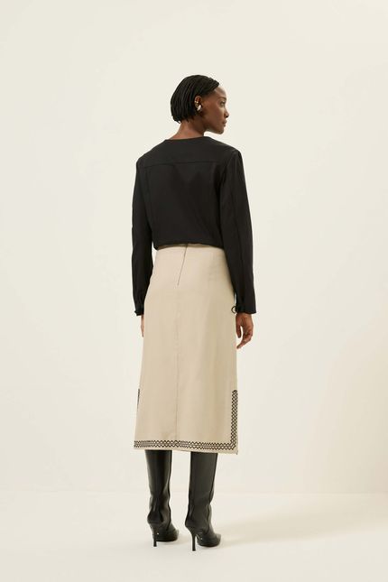 Saia linho bordado maria bonita bege opera