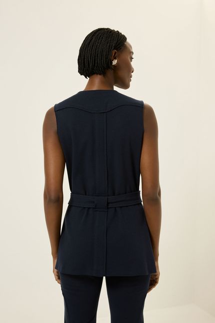 Colete alfaiataria malha twill azul rock