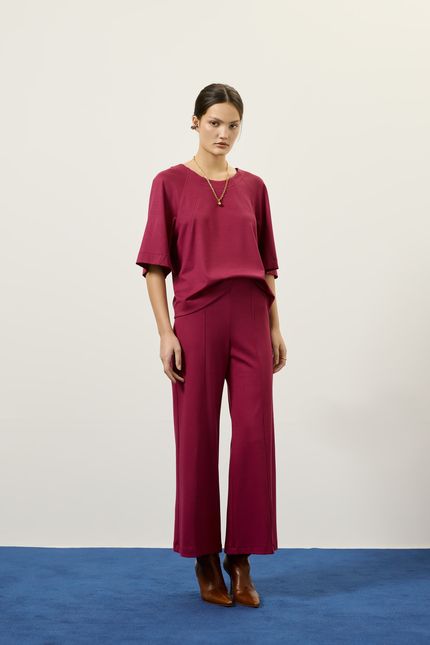 Blusa malha recorte cava rosa mambo