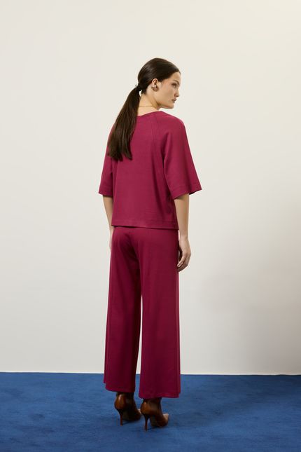 Blusa malha recorte cava rosa mambo