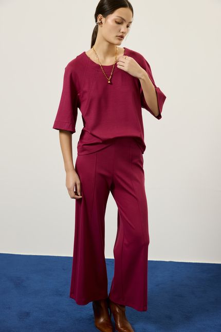 Blusa malha recorte cava rosa mambo