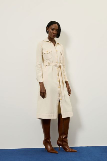 Vestido sarja midi off white