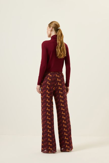 Calça pantalona tule rodeio vinho tango