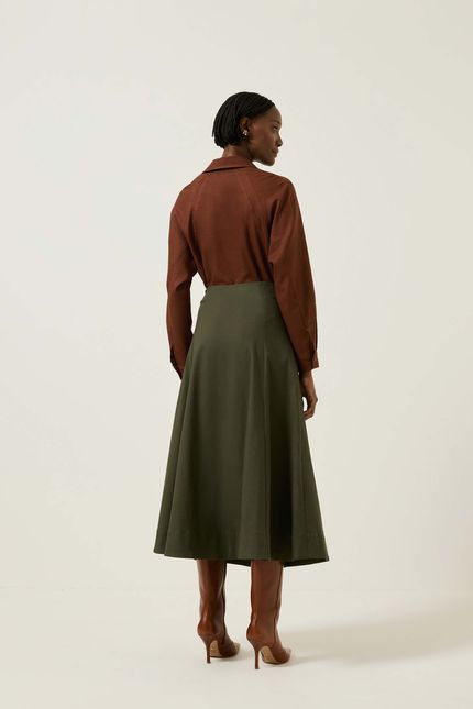 Saia evasê recorte verde indie