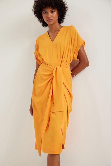 Vestido nó frente laranja sunset