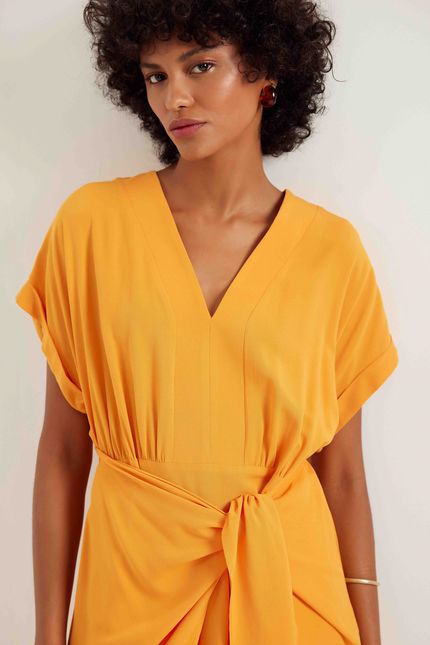 Vestido nó frente laranja sunset