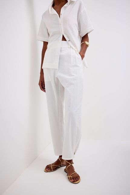 Calça cotton anarruga off white