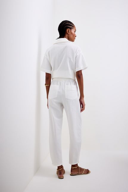 Calça cotton anarruga off white