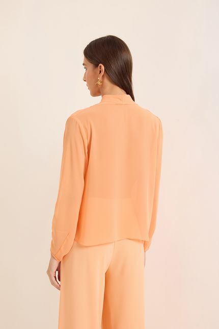 Blusa chiffon nó frente laranja pessego