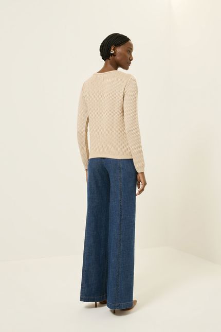 BLUSA TRICOT ML ESCAMA bege opera