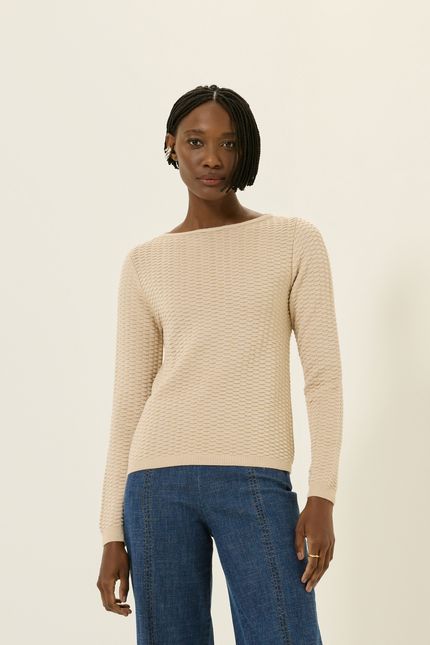 BLUSA TRICOT ML ESCAMA bege opera