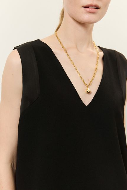 Blusa crepe det cava preto