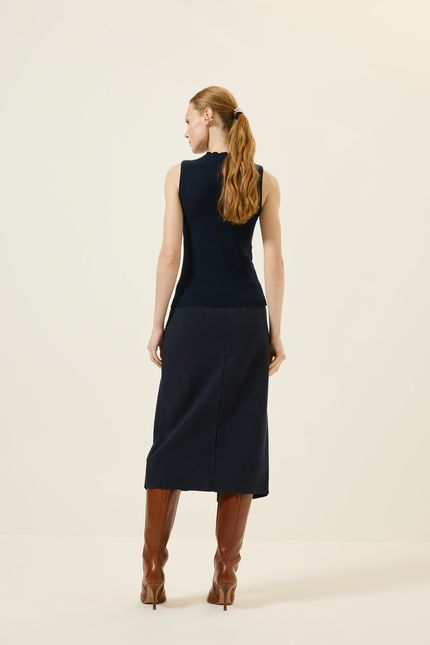Blusa tricot sm gola alta azul rock