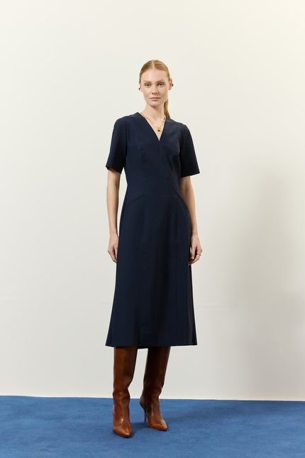Vestido recortes block azul rock