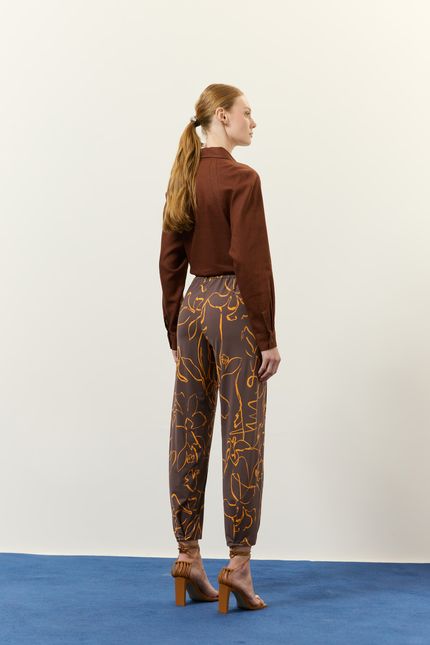 Calça bio jersey ritmos ritmos laranja folk