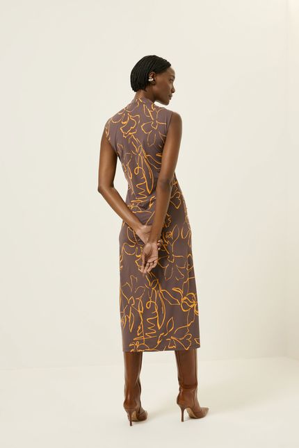 Vestido bio jersey gola  ritmos ritmos laranja folk