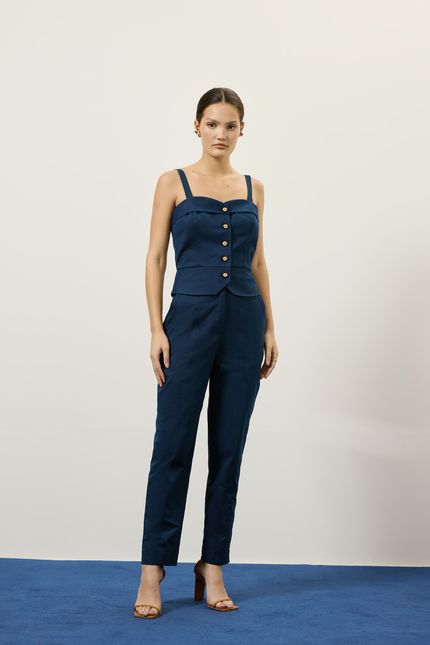 Blusa cotton paper azul rock