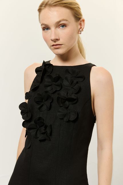 Vestido festa flores preto