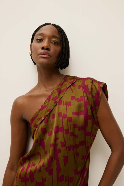 Blusa ombro flautas flautas verde indie