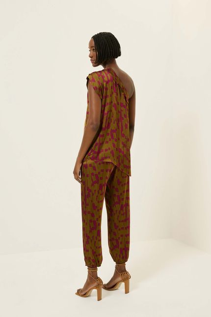 Blusa ombro flautas flautas verde indie