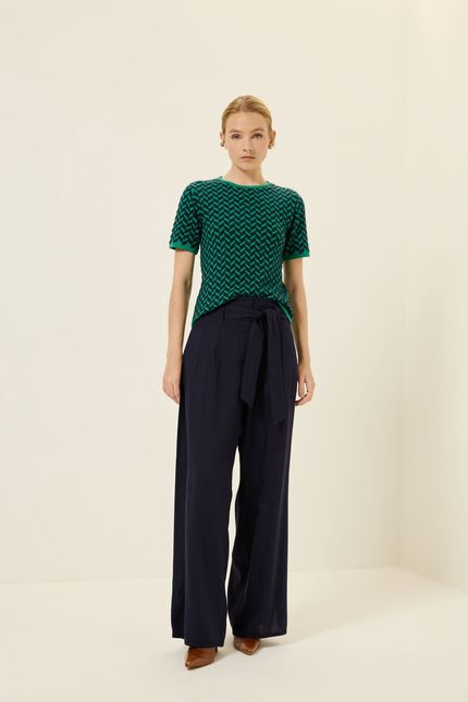 Blusa tricot mc chevron verde classico