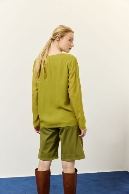 Blusa ggt ml prega verde aguapes