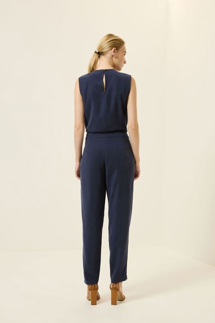 Calça cupro acetinado pala azul rock