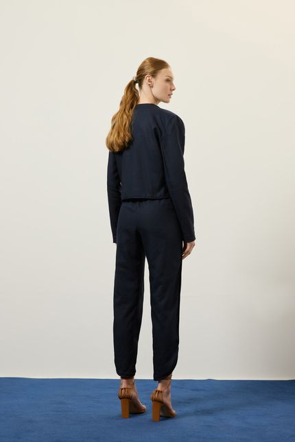 Casaco rami bordado azul rock