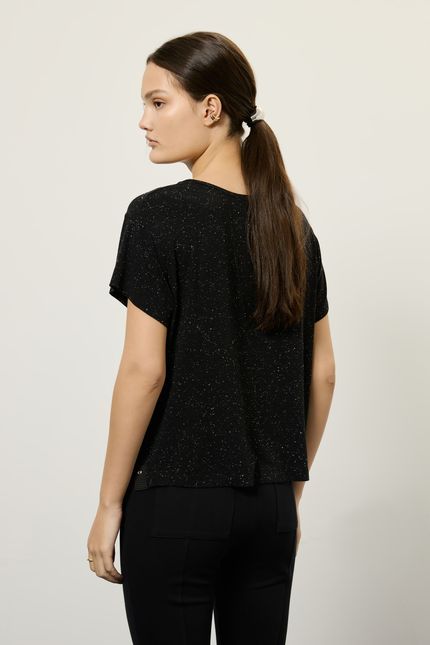 Blusa tshirt botões pb preto
