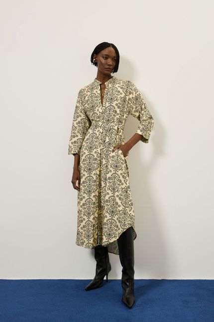 Vestido chemise maria bonita amarelo bossa