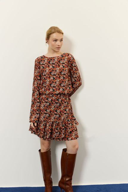 Vestido curto floral tropicália floral tropicália vermelho soul