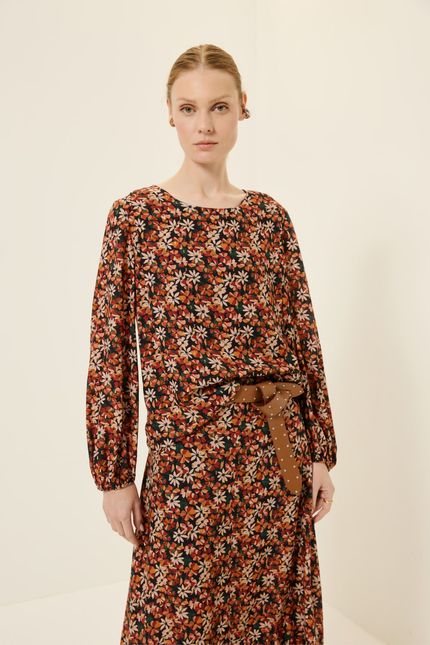Blusa vivo floral tropicália floral tropicália vermelho soul