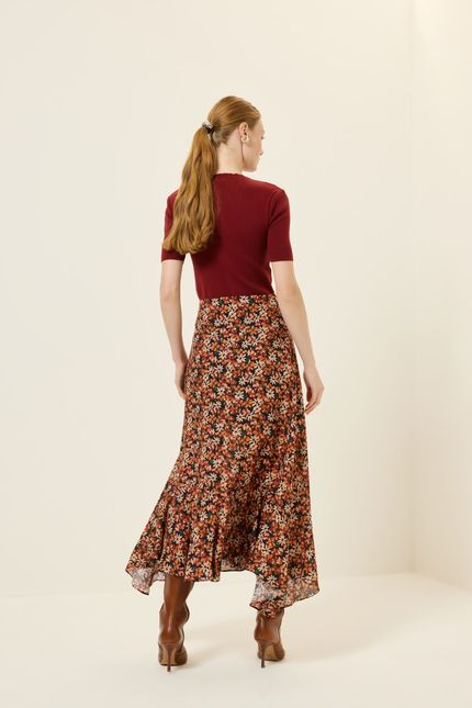 Saia floral tropicália floral tropicália vermelho soul