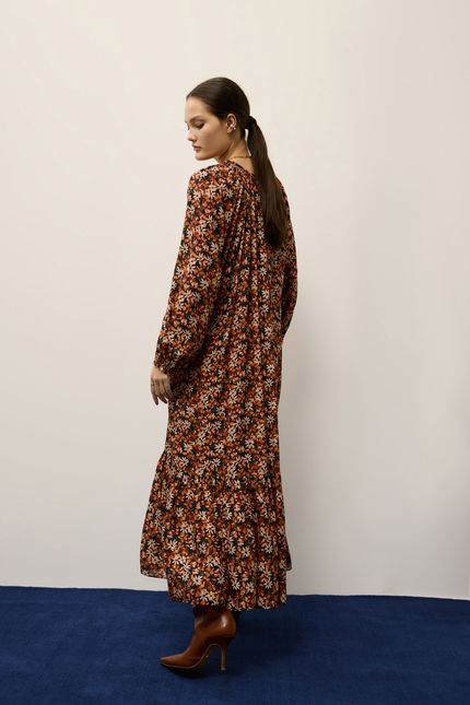 Vestido longo floral tropicália floral tropicália vermelho soul