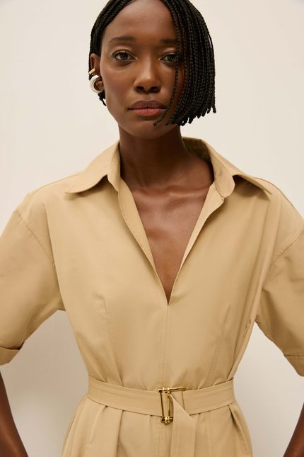 Vestido tecno faixa  bege regional