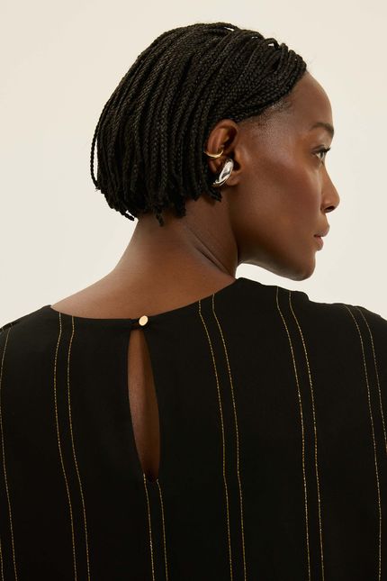 Vestido lurex listra midi preto