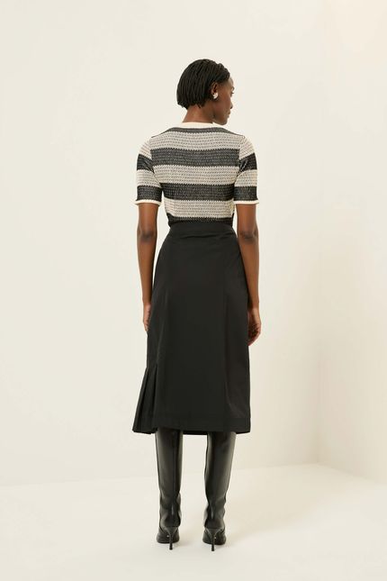 Saia tecno midi transpasse preto