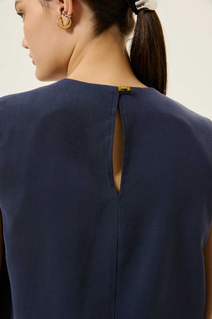 Blusa cupro acetinado sm azul rock